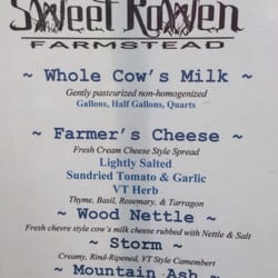 Sweet Rowen Farmstead - List of SR cheese offerings at the Farmers Market