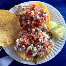 Salmon and Avocado Ceviche Tostada