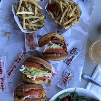 In-N-Out Burger - 3 double doubles w extra tomato and lettuce and one regular fries and one well done! - Fast Food Near Me - Mountain View, California In-N-Out Burger - 3 double doubles w extra tomato and lettuce and one regular fries and one well done! - Fast Food Near Me - Mountain View, California