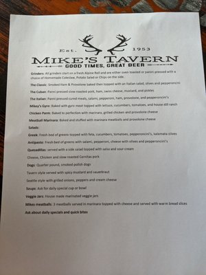 Menu photo 3 Mike's Tavern Cle Elum, WA