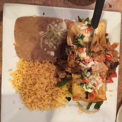 Senor Garcia Mexican Restaurant - Chile Travieso. A huge portion. Steak under a fried, stuffed poblano.