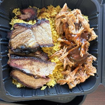 BBQ HOUSE - 1. 2 Meat Mix Plate (5oz. Of Each Meat) 10oz. Total Brisket and pulled pork - Barbeque Near Me - Medford, Oregon BBQ HOUSE - 1. 2 Meat Mix Plate (5oz. Of Each Meat) 10oz. Total Brisket and pulled pork - Barbeque Near Me - Medford, Oregon