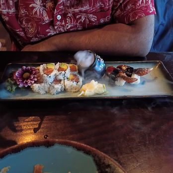 Hakki Asian Fusion - I don't remember what he got, but this sushi was fancy. - Asian Fusion Near Me - Sharon, Massachusetts