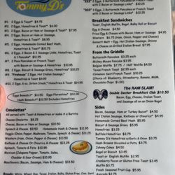 Tommy D’s - Breakfast menu