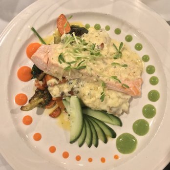 The View Grill - Poached salmon with cucumber butter dill sauce - New American Near Me - Glen Cove, New York The View Grill - Poached salmon with cucumber butter dill sauce - New American Near Me - Glen Cove, New York