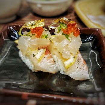 Kaiyo Sushi and Bar - Japanese snapper, lemon slice, masago, and gold flakes. Chef is creative. - Japanese Near Me - Mansfield, Texas