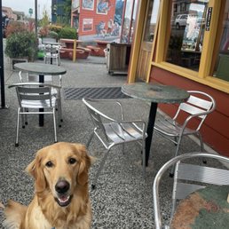 Patio out front. (But also seating in the former parking lot.)