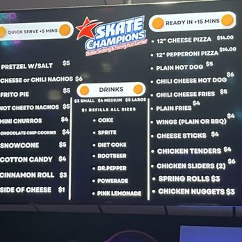 Skate Champions - Menu same price as last month - Skating Rinks Near Me - Spring, Texas Skate Champions - Menu same price as last month - Skating Rinks Near Me - Spring, Texas