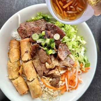 Pho Bo - Vermicelli rice noodles w/ grilled pork and egg rolls - Vietnamese Near Me - San Diego, California