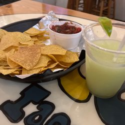 Locos Tacos & Bar - Chips and salsa with a frozen lime marg