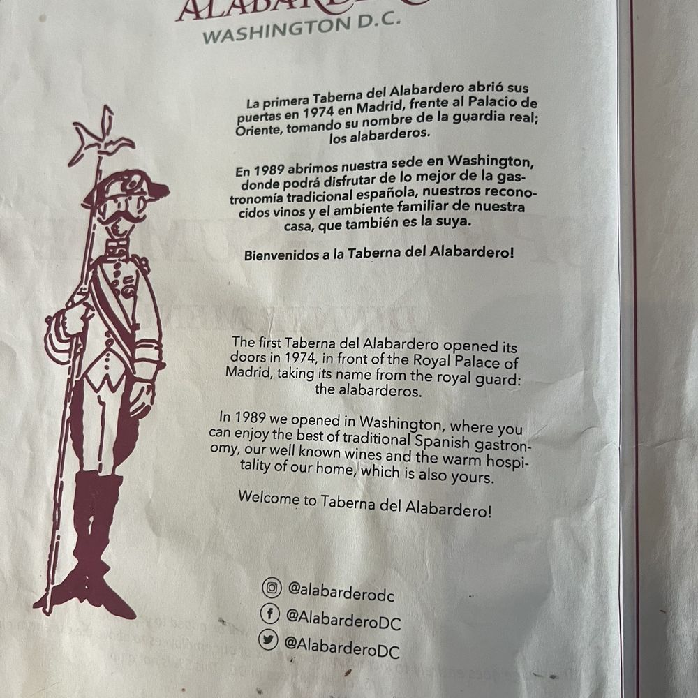 Taberna del Alabardero - Menu - Spanish Near Me - Washington, DC, District of Columbia Taberna del Alabardero - Menu - Spanish Near Me - Washington, DC, District of Columbia