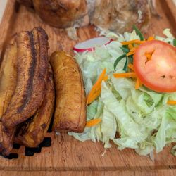 Machu Chicken - Chicken, plantains, tacu tacu