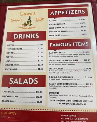 Menu photo 2 Garcia's Sunset Grille Gallup, NM