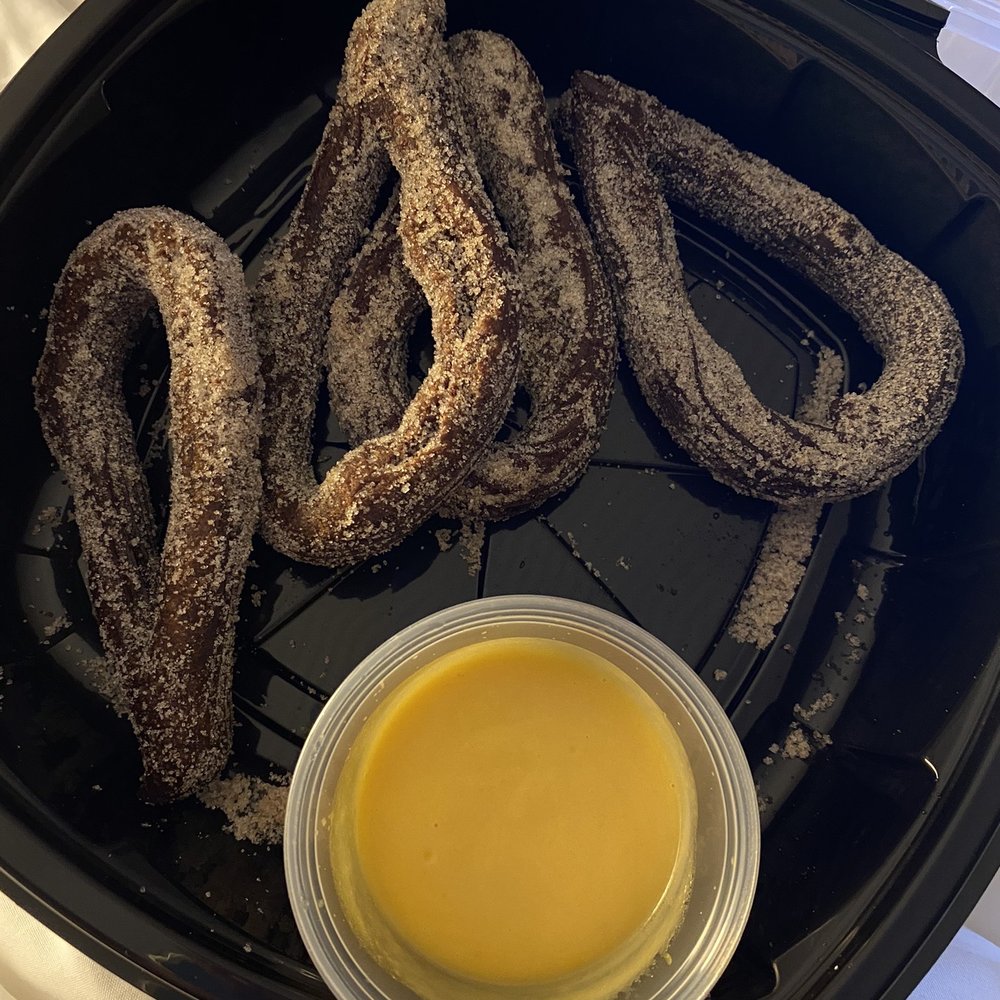 Chocolate churros with lemon dip sauce