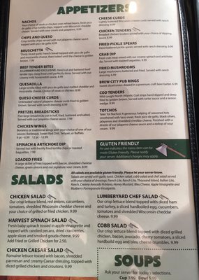 Menu photo 2 Lumberyard Bar & Grill Marshfield, WI