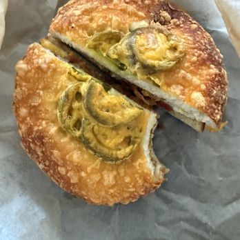 Einstein Bros. Bagels - Bacon & Cheddar breakfast sandwich on jalapeño cheddar bagel - Breakfast & Brunch Near Me - West Covina, California Einstein Bros. Bagels - Bacon & Cheddar breakfast sandwich on jalapeño cheddar bagel - Breakfast & Brunch Near Me - West Covina, California