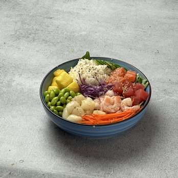 Poke One - a bowl of food on a table - Poke Near Me - Palo Alto, California Poke One - a bowl of food on a table - Poke Near Me - Palo Alto, California