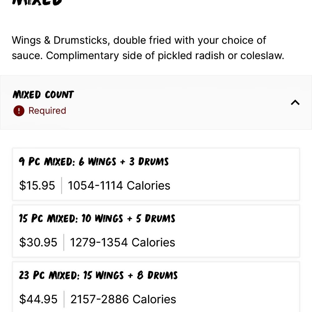 Menu: Chicken Wings and Things!