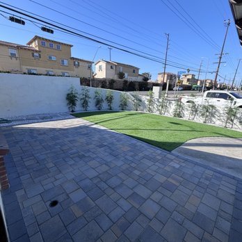 Figueroa Landscaping - Front yard remodel artificial turf, pavers, hedges - Landscaping Near Me