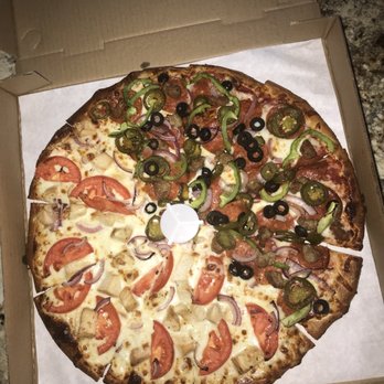Combo's Pizza - Half chicken Alfredo inspired pizza, half combination pizza. Size MEDIUM pizza, AMAZING!!!!! You won't regret it. GREAT portions - Pizza Near Me - Fullerton, California Combo's Pizza - Half chicken Alfredo inspired pizza, half combination pizza. Size MEDIUM pizza, AMAZING!!!!! You won't regret it. GREAT portions - Pizza Near Me - Fullerton, California