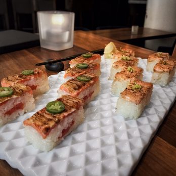 Minami - Salmon oshi sushi and Ebi oshi sushi - Japanese Near Me - Vancouver, British Columbia