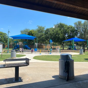California Lane Park - What a great little park! Has a splash pad, bathrooms, a pavilion, covered playgrounds, trash cans, a soccer field, and a basketball court. - Playgrounds Near Me - Arlington, Texas