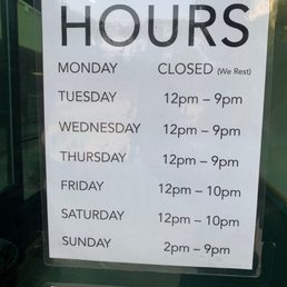 Hours of Operation Hours of Operation