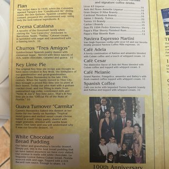 Columbia Restaurant - Menu - Spanish Near Me - Clearwater Beach, Florida
