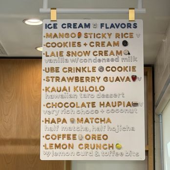 Sage Creamery - Menu 3/7/2026 - Ice Cream & Frozen Yogurt Near Me - Ewa Beach, Hawaii