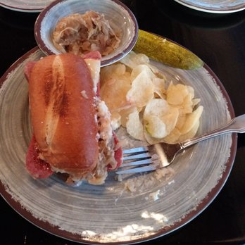 Desperate Times Brewery - The Billy Sunday - Bonnie Parker sausage on a toasted roll with German sauerkraut, homemade thousand island dressing and Swiss cheese. - Breweries Near Me - Carlisle, Pennsylvania Desperate Times Brewery - The Billy Sunday - Bonnie Parker sausage on a toasted roll with German sauerkraut, homemade thousand island dressing and Swiss cheese. - Breweries Near Me - Carlisle, Pennsylvania