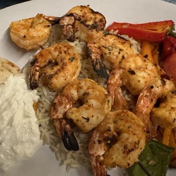 Taverna Agora - Shrimp Souvlaki Platter Dinner - Greek Near Me - Raleigh, North Carolina