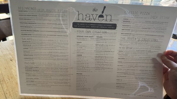 Menu photo 2 The Haven Pizzeria San Diego, CA Menu photo 2 The Haven Pizzeria San Diego, CA