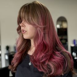 Echelon Salon - Blush pink balayage by @hairbyjayleigh
