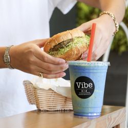 Vibe Health Bar - Vibe's House Made Nut Burger paired with The Mane Elixir. Can you say protein packed!