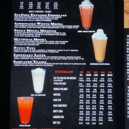 the menu for the restaurant