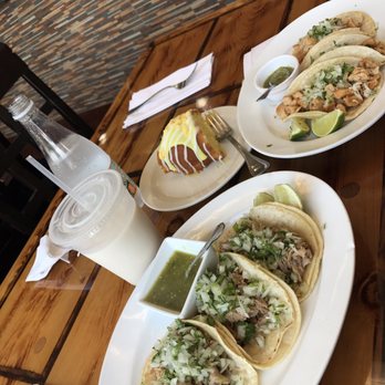 La Casa de Los Tacos - Carnitas tacos on the left chicken tacos on the right, slice of delicious moist lemon cake, and the tastiest horchata you've ever had - Tacos Near Me - Secaucus, New Jersey La Casa de Los Tacos - Carnitas tacos on the left chicken tacos on the right, slice of delicious moist lemon cake, and the tastiest horchata you've ever had - Tacos Near Me - Secaucus, New Jersey