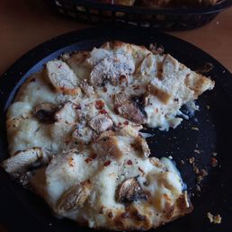 My take on Personalized Pizza Grilled chicken and mushroom w/white Alfredo sauce, red chili flakes salt n pepper. My take on Personalized Pizza Grilled chicken and mushroom w/white Alfredo sauce, red chili flakes salt n pepper.