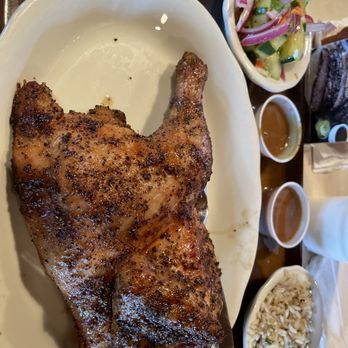 Pappas Bar-B-Q - 1/1-2 Chicken plate with cucumber salad and dirty rice - Barbeque Near Me - Conroe, Texas