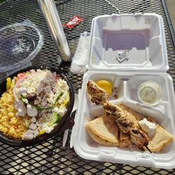 Yianni's Gyros - Chicken souvalki with a gyro bowl.