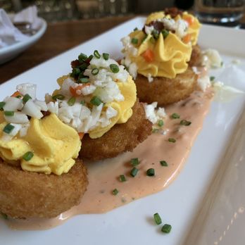 Late Harvest Kitchen - Crispy Deviled Eggs So pretty and so delicious! They even make the Thousand Island dressing in house. - New American Near Me - Indianapolis, Indiana Late Harvest Kitchen - Crispy Deviled Eggs So pretty and so delicious! They even make the Thousand Island dressing in house. - New American Near Me - Indianapolis, Indiana
