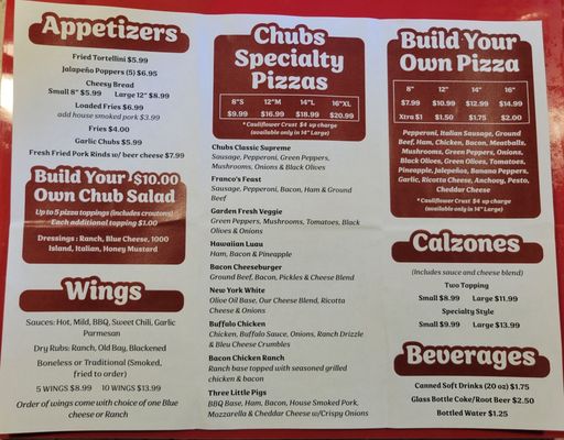 Menu photo 1 Chubs Pizza & BBQ Lillian, AL Menu photo 1 Chubs Pizza & BBQ Lillian, AL