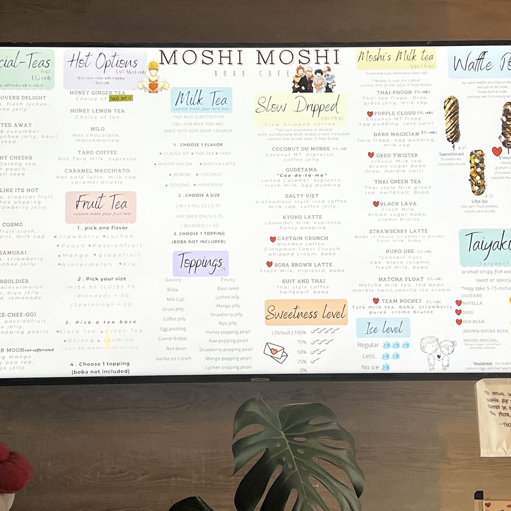 Moshi Moshi Boba Cafe - Menu - Bubble Tea Near Me - Greensboro, North Carolina Moshi Moshi Boba Cafe - Menu - Bubble Tea Near Me - Greensboro, North Carolina