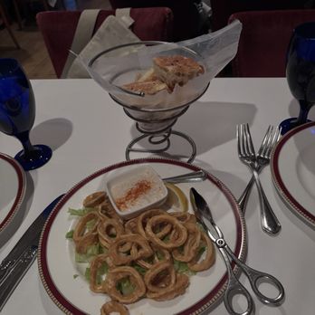 Turkish Kitchen - This is the calamari with dipping sauce, as well as the bread! - Turkish Near Me - New York, New York