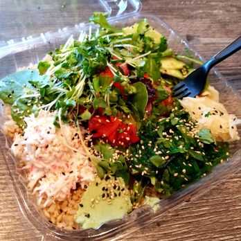 Ahipoki - Regular sized. Half brown rice and salad. Tuna, salmon without red onion, edemame, and jalapenos. - Poke Near Me - Avondale, Arizona