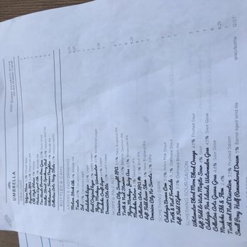 Umbrella Bar - Drink menu 2 - Bars Near Me - Ottawa, Ontario