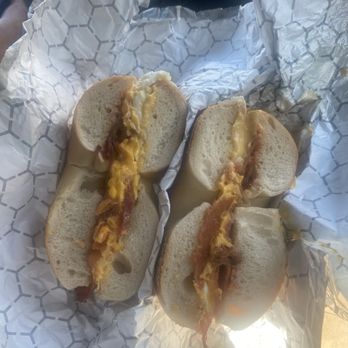 Bagel Buffet - Bacon egg and cheese on a plain bagel. - Bagels Near Me - Secaucus, New Jersey