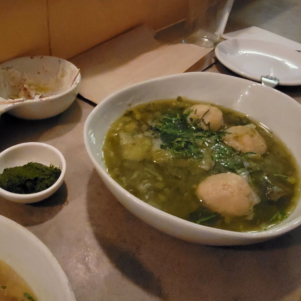 Kubeh - Iraqi mushroom kubeh in Swiss chard + zucchini + lemon broth - Middle Eastern Near Me - New York, New York