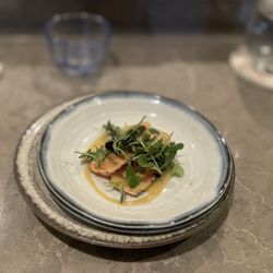 Seared salmon. The texture was smooth as silk.