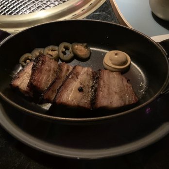 COTE Miami - Korean "Bacon" (house-smoked crispy heritage pork belly, pickled jalapeño, Korean mustard - $22) - Korean Near Me - Miami, Florida COTE Miami - Korean "Bacon" (house-smoked crispy heritage pork belly, pickled jalapeño, Korean mustard - $22) - Korean Near Me - Miami, Florida
