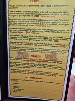 Menu photo 2 Los Zarapes Mexican Restaurant Granite Bay, CA